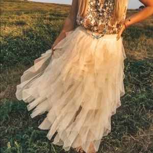 New Tiered Midi Bohemian Evening Skirt